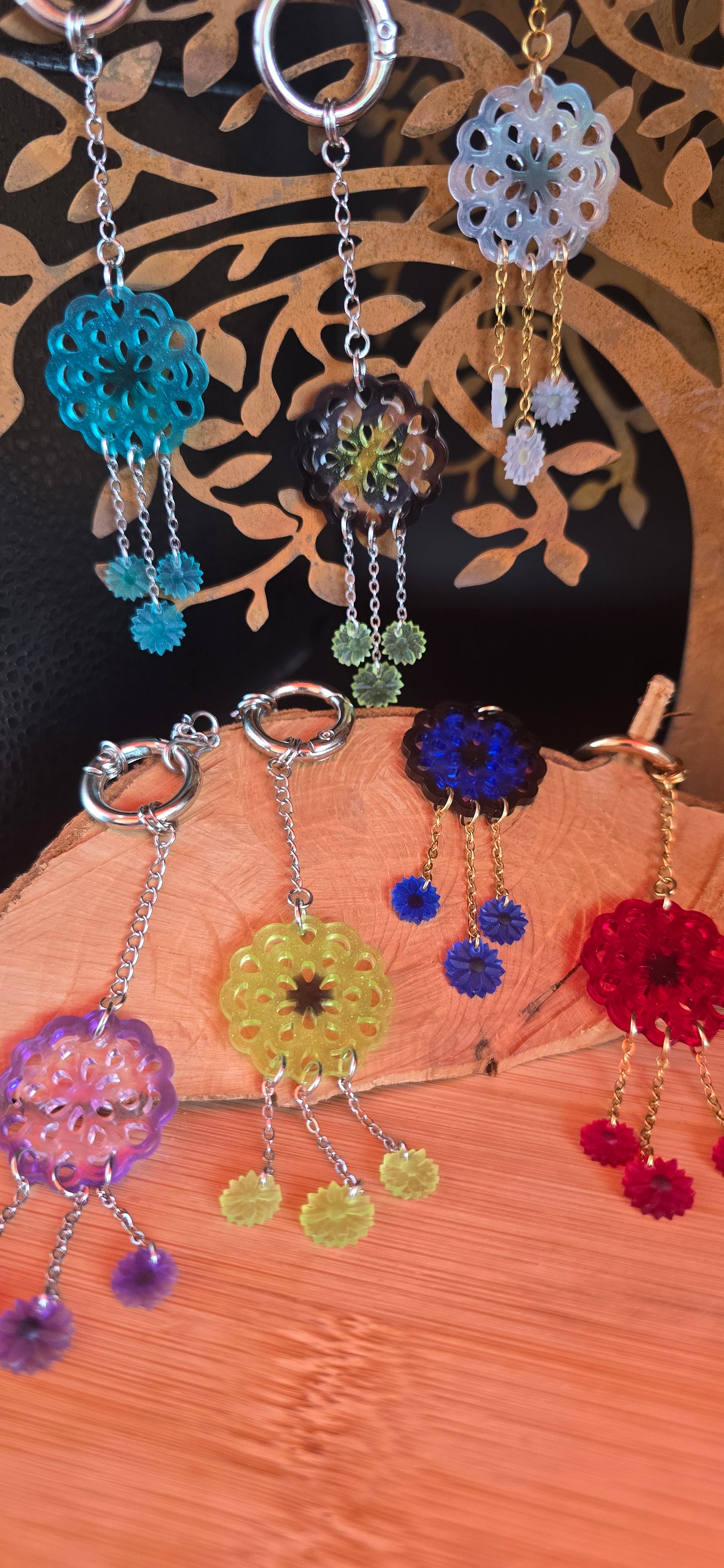 Bijoux de sac 2 en 1 - Fleur en résine